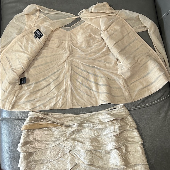 Adrianna Papell Events Essentials Elegant Beige Two-Piece Skirt Set. Size 10/12 - Picture 8 of 9